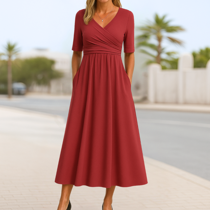 Women’s Dress | Crossed V-Neck Short Sleeve