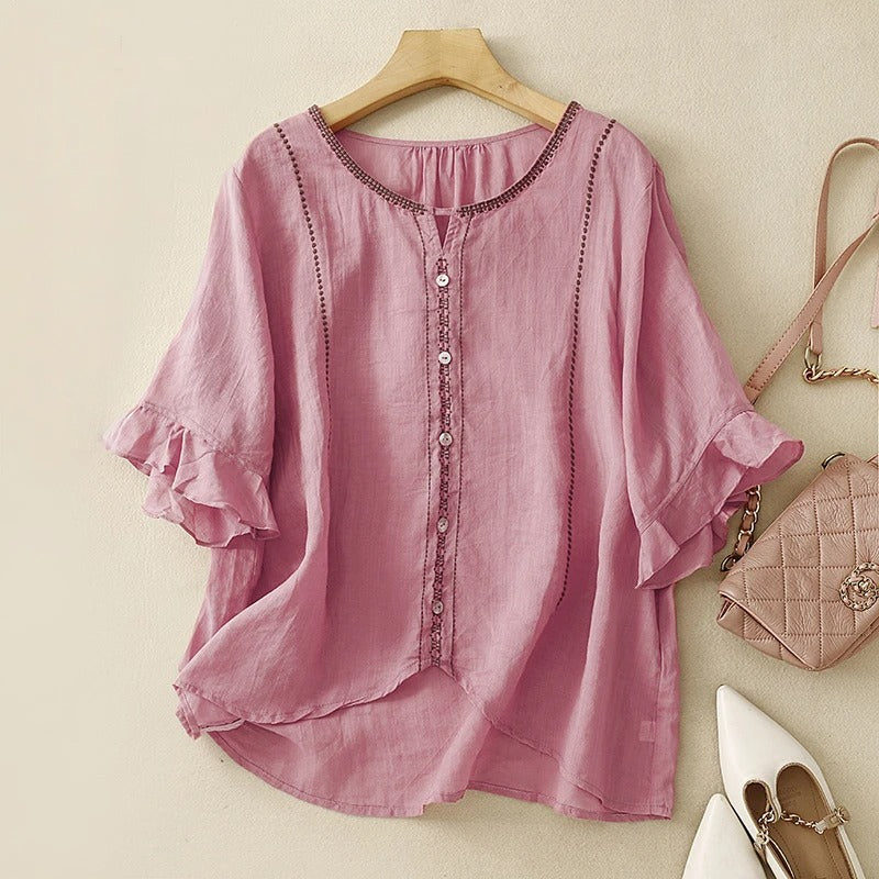 Women’s Blouse | Embroidered Ruffle Sleeve