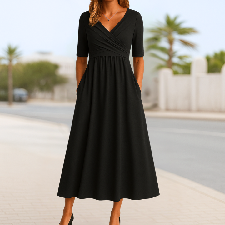 Women’s Dress | Crossed V-Neck Short Sleeve