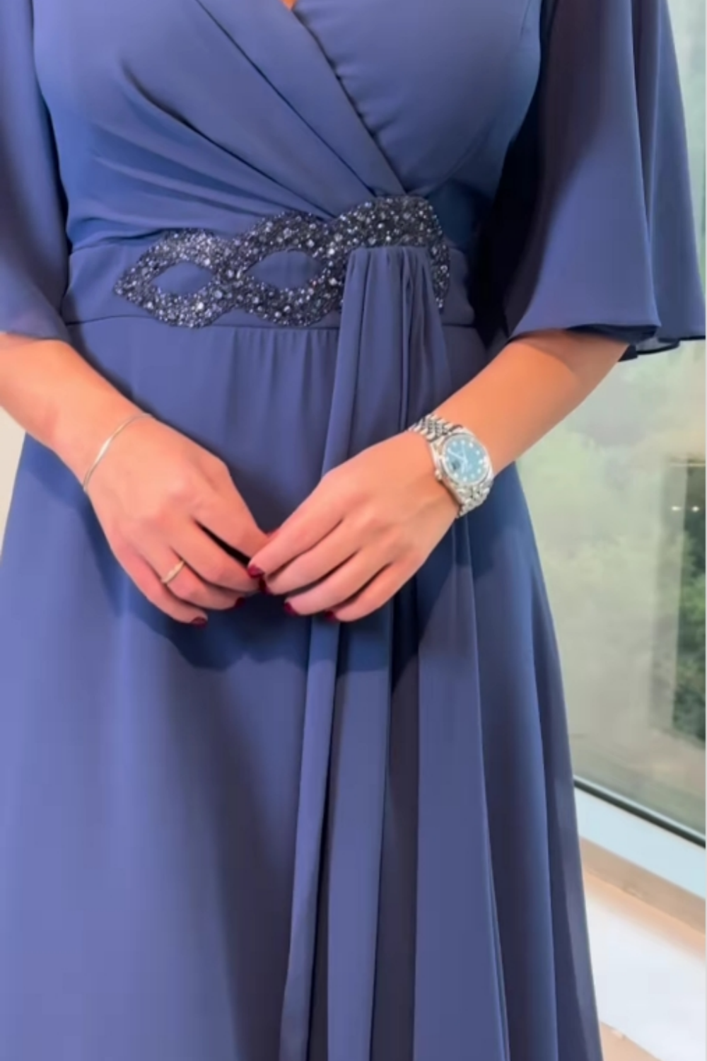 Women’s Dress | V-Neck Draped Midi