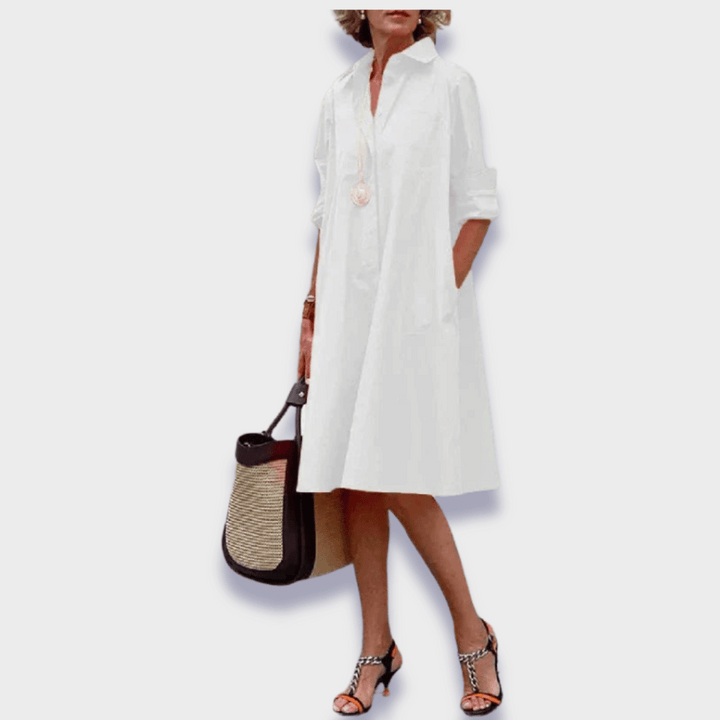 Women’s Polo Dress | Collared Midi Long Sleeve
