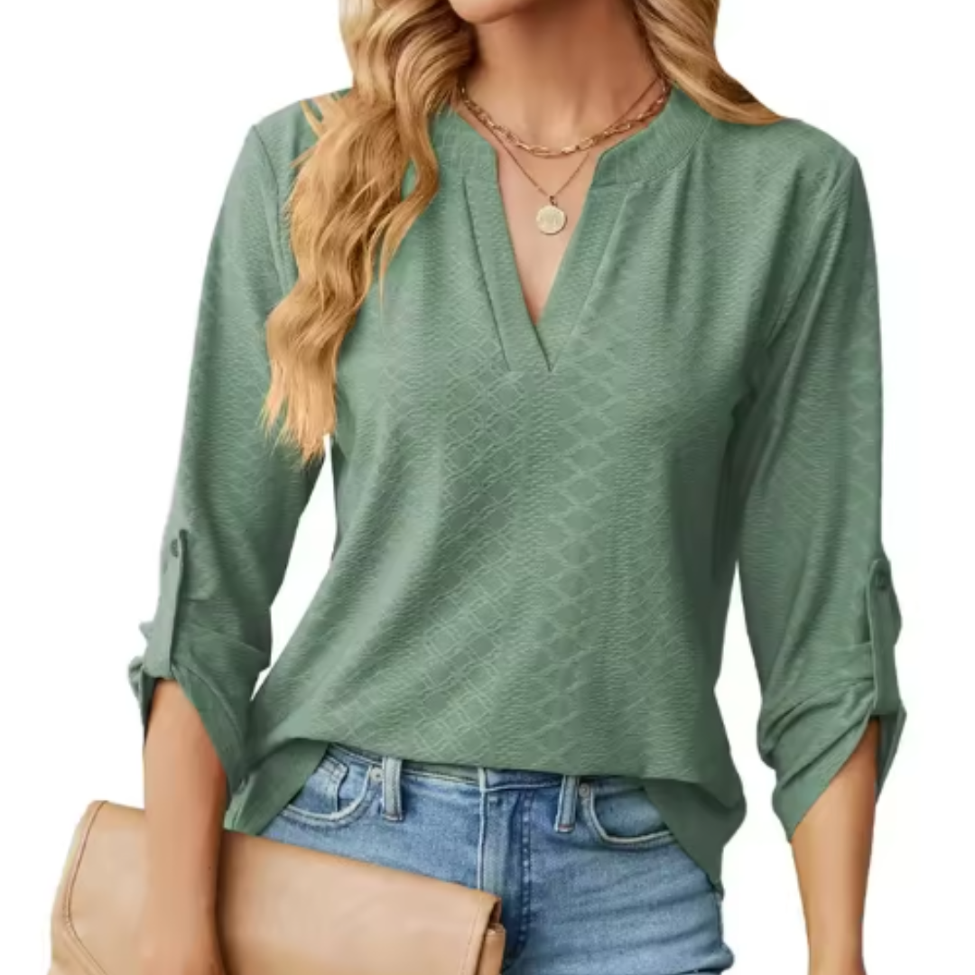 Women’s Blouse | Textured V-Neck
