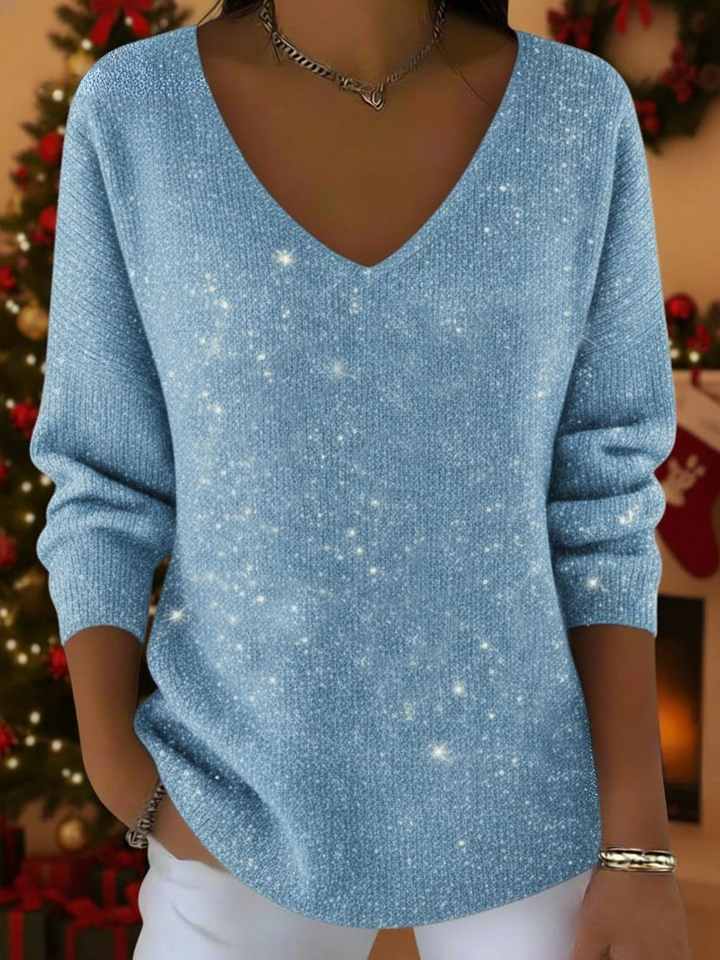 Women’s Blouse | V-Neck Sequin Long Sleeve