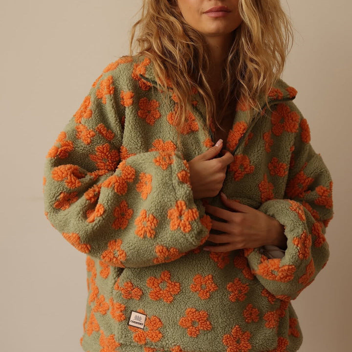 Women’s Sweater | Floral Quarter Zip