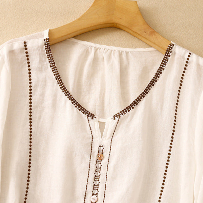 Women’s Blouse | Embroidered Ruffle Sleeve
