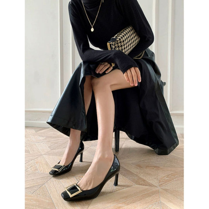 Heels For Women | Square Toe Buckle Detail