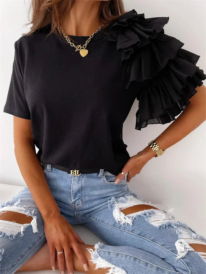 Women’s Blouse | Ruffle Short Sleeve