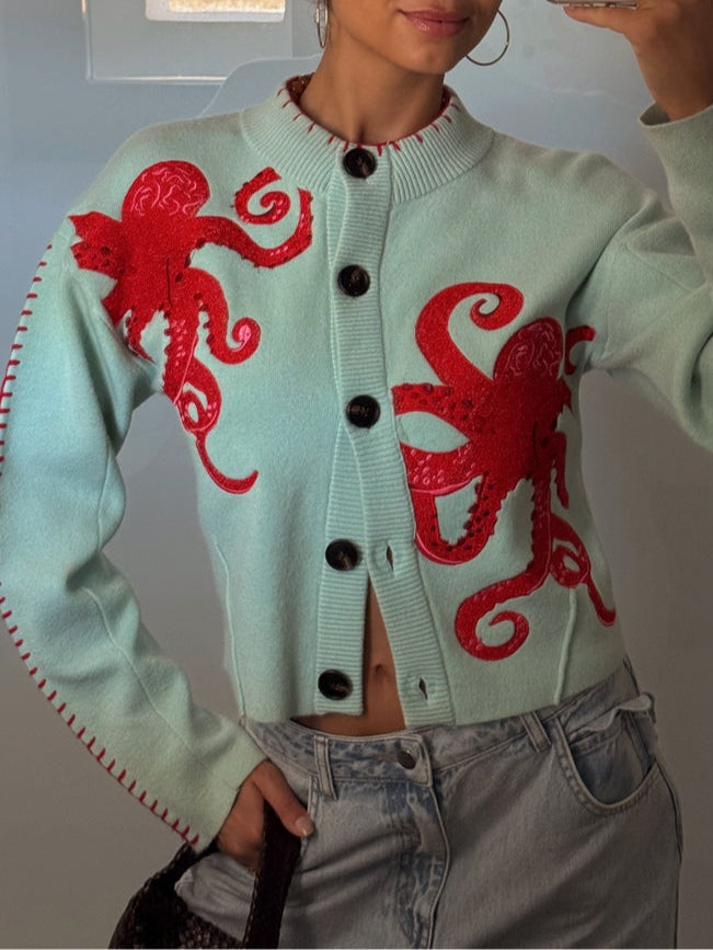 Women’s Cardigan | Octopus Pattern Knit