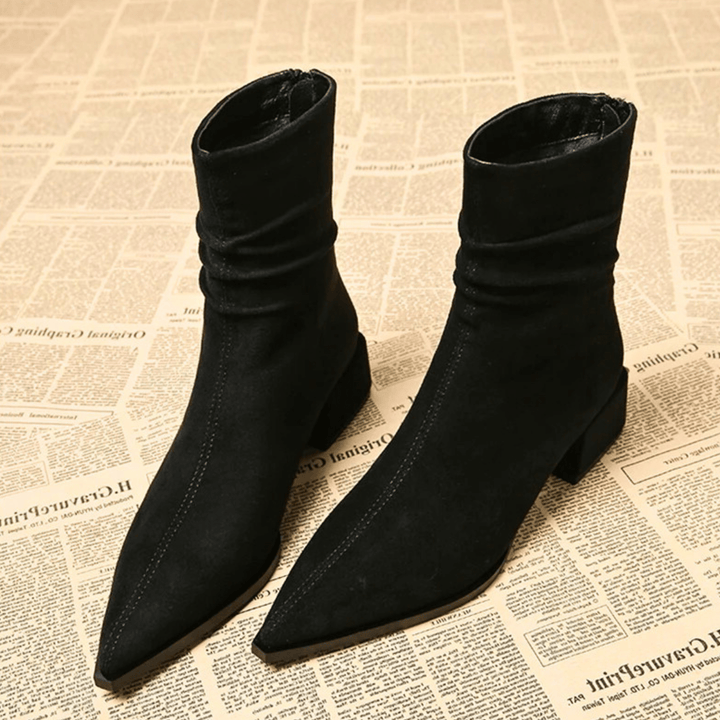 Boots For Women | Pointed Toe Ankle Block Heel